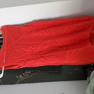 Women's M Orange Jeanne Pierre crochet sleeveless top- WORN ONCE